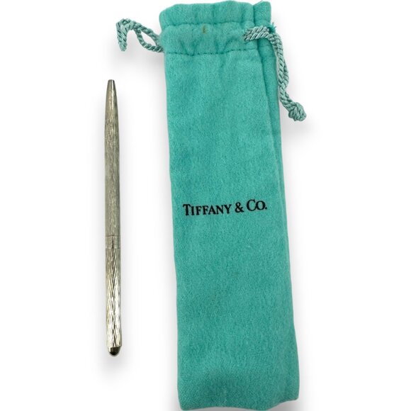 Tiffany & Co Basket Weave Crosshatch Design 925 Sterling Silver Ball Point Pen - Picture 5 of 5